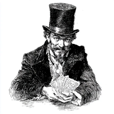 card sharp gambler eying you